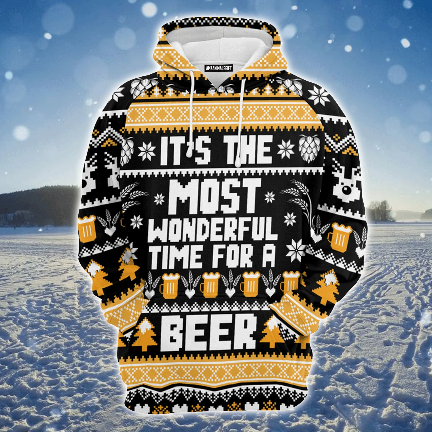 Beer Xmas Premium Christmas Hoodie, It's The Most Wonderful Time For a Beer Unisex Hoodie For Men & Women - Perfect Gift For Christmas, Beer Lovers