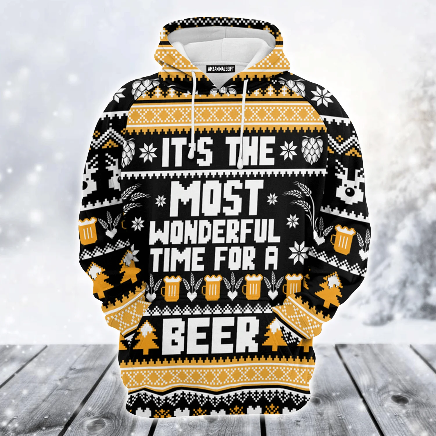 Beer Xmas Premium Christmas Hoodie, It's The Most Wonderful Time For a Beer Unisex Hoodie For Men & Women - Perfect Gift For Christmas, Beer Lovers - Image 2
