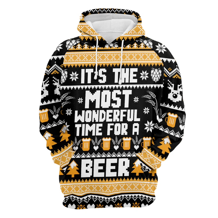 Beer Xmas Premium Christmas Hoodie, It's The Most Wonderful Time For a Beer Unisex Hoodie For Men & Women - Perfect Gift For Christmas, Beer Lovers - Image 4