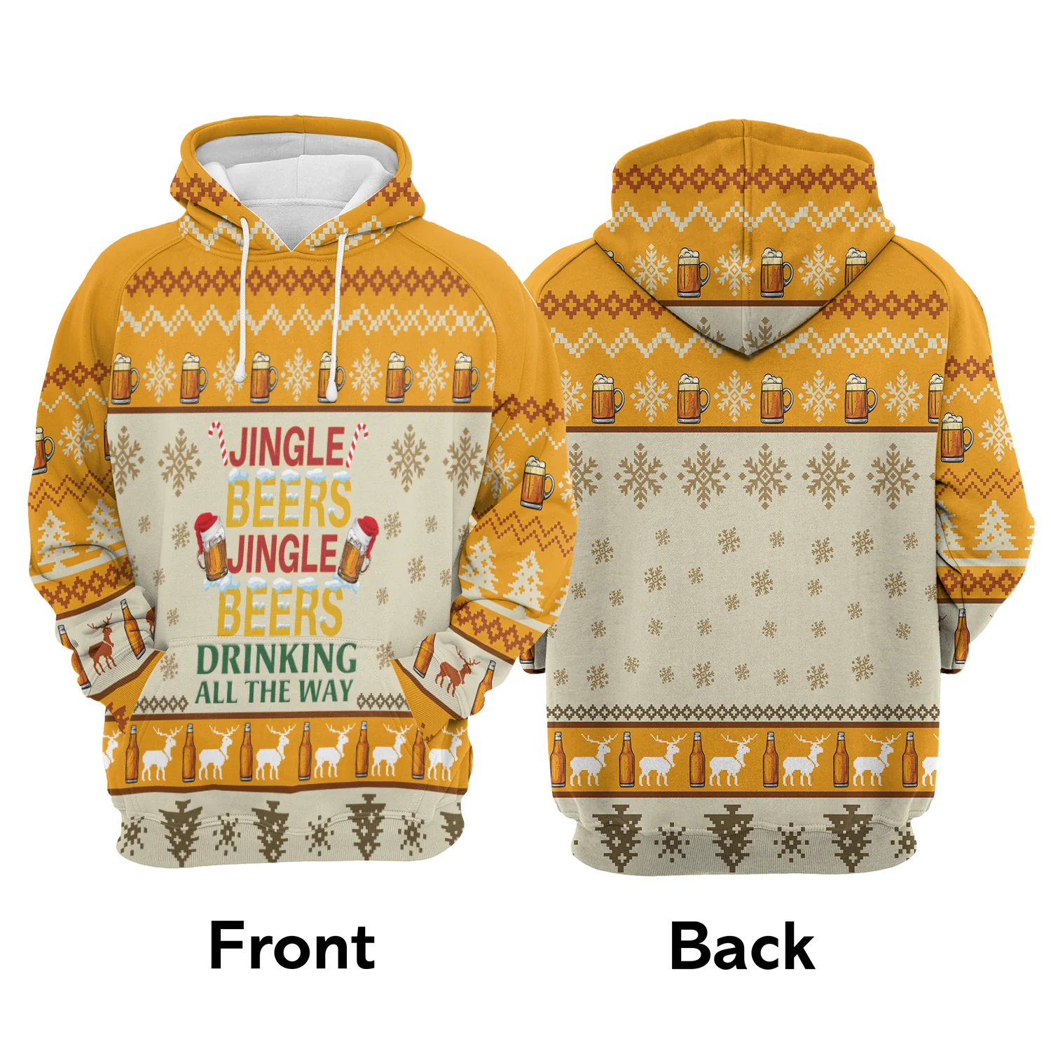 Beer Xmas Premium Christmas Hoodie, Jingle Beers Drinking All The Way Unisex Hoodie For Men & Women - Perfect Gift For Christmas, Beer Lovers - Image 3