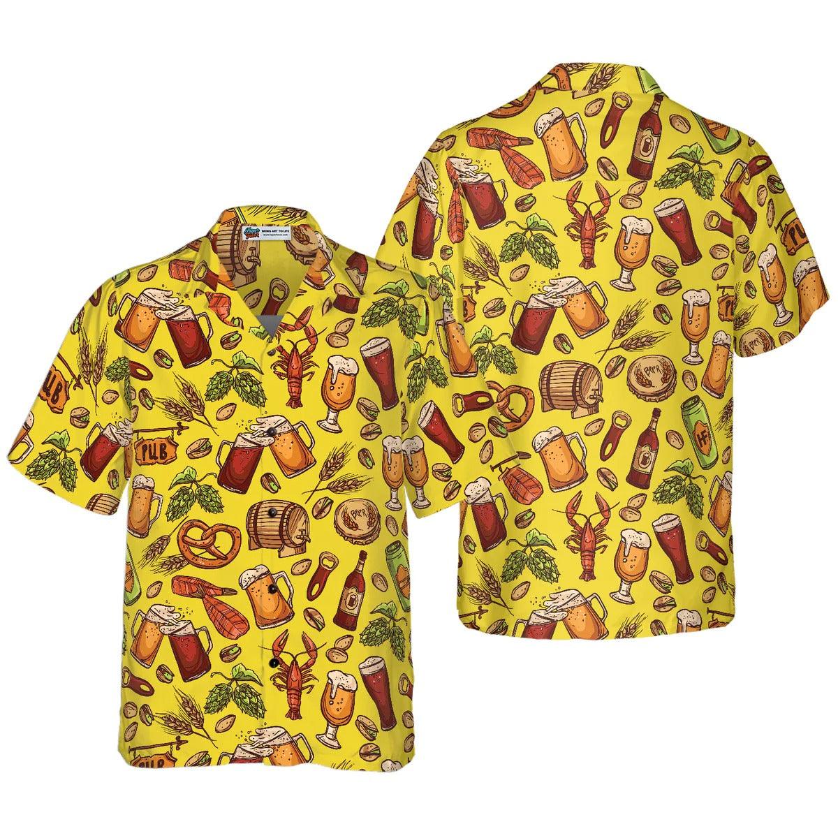 Beer Yellow Hawaiian Shirt, Beer Aloha Shirt, Colorful Summer Hawaiian Shirt - Perfect Gift For Men Women, Friends, Family, Summer Lovers