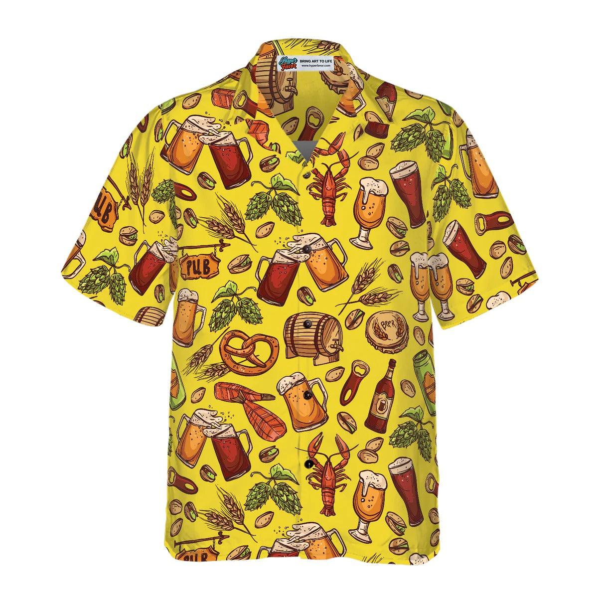 Beer Yellow Hawaiian Shirt, Beer Aloha Shirt, Colorful Summer Hawaiian Shirt - Perfect Gift For Men Women, Friends, Family, Summer Lovers - Image 3