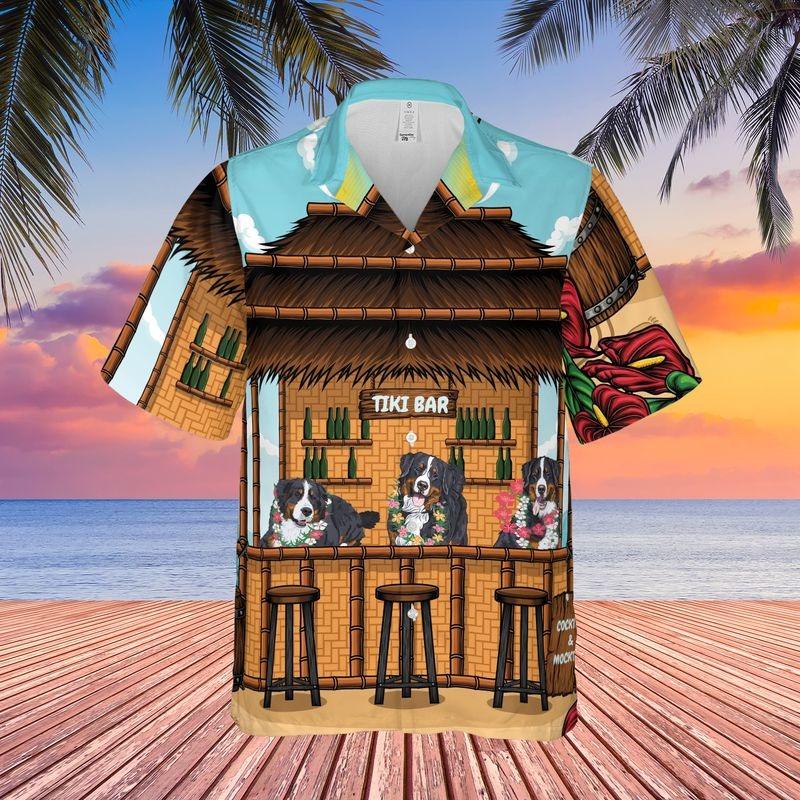 Bernese Mountain Aloha Hawaiian Shirt - Tropical Leaves House Hawaiian Shirt, Tiki Bar Holiday Beach Hawaiian Shirt For Men & Women, Dog Lover - Image 2