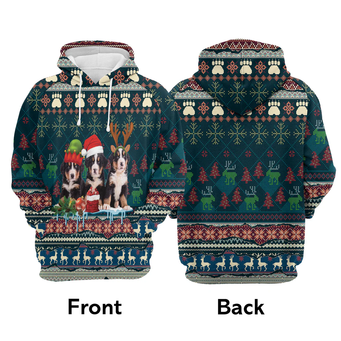 Bernese Mountain Premium Christmas Hoodie, Cute Bernese Mountain Dog Christmas Hoodie For Men & Women - Perfect Gift For Christmas, Dog Lover - Image 3
