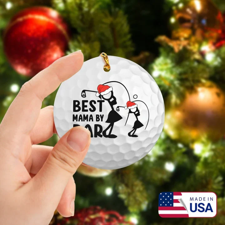 Best Mama By Par Women Golf Stick Man Circle Ceramic Ornament, Christmas Golf Ceramic Ornament - Best Gift For Golf Lovers, New Year - Image 2