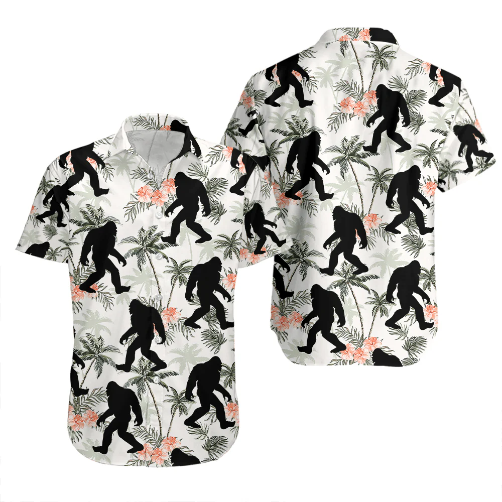 Bigfoot Aloha Hawaiian Shirts For Summer, Coconut Tree Tropical Hawaiian Shirt Outfit For Men Women, Gift For Friend, Bigfoot Lovers, Team, Family