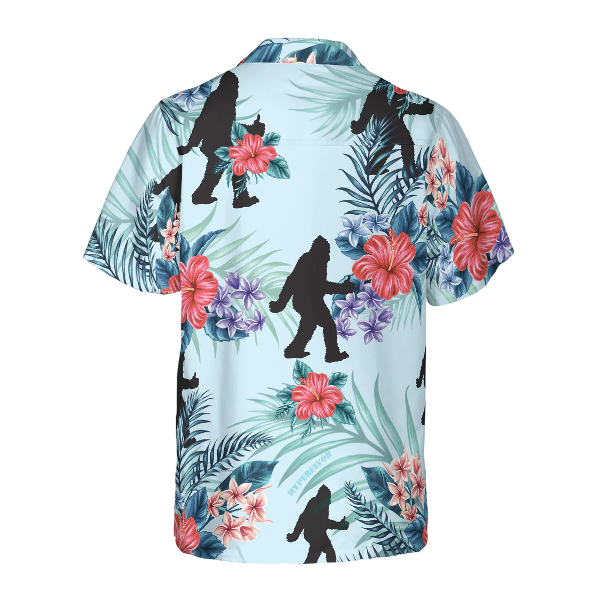 Bigfoot Flower Hawaiian Shirt - Blue Floral And Leaves Hawaiian Shirt - Perfect Gift For Husband, Boyfriend, Friend, Family - Image 3