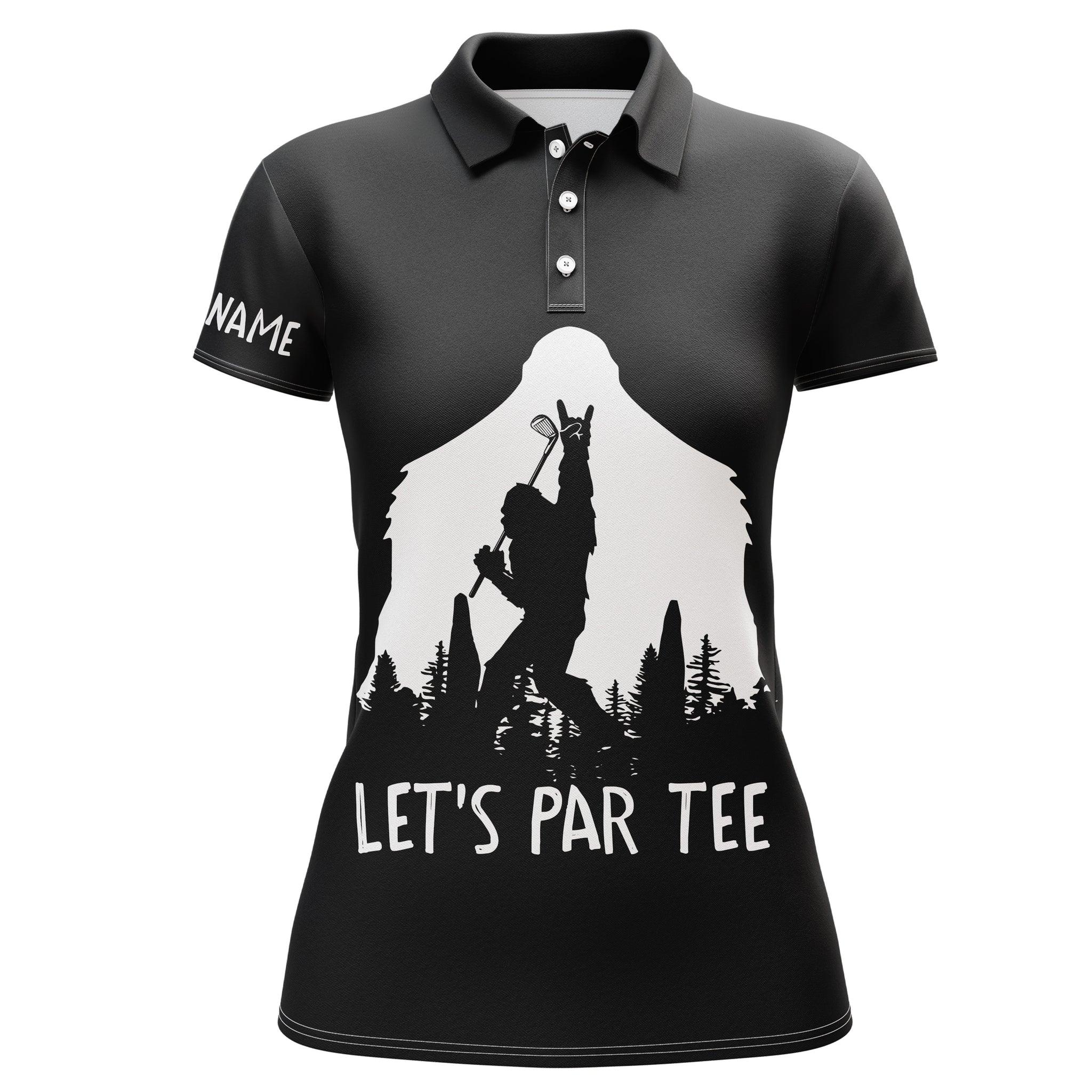 Bigfoot Golf Custom Name Women Polo Shirt, Funny Lets Par Tee Personalized Black Women Polo Shirts, Best Gift For, Golfers, Bigfoot Golf Lovers - Image 2