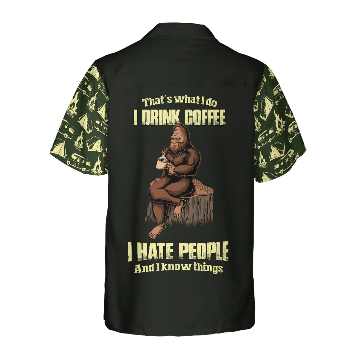Bigfoot Hawaiian Shirt - Bigfoot Darryl Drink Coffee & Hate People Bigfoot Hawaiian Shirt, Camping Bigfoot Hawaiian Shirt - Perfect Gift For Husband, Boyfriend, Friend, Family - Image 2