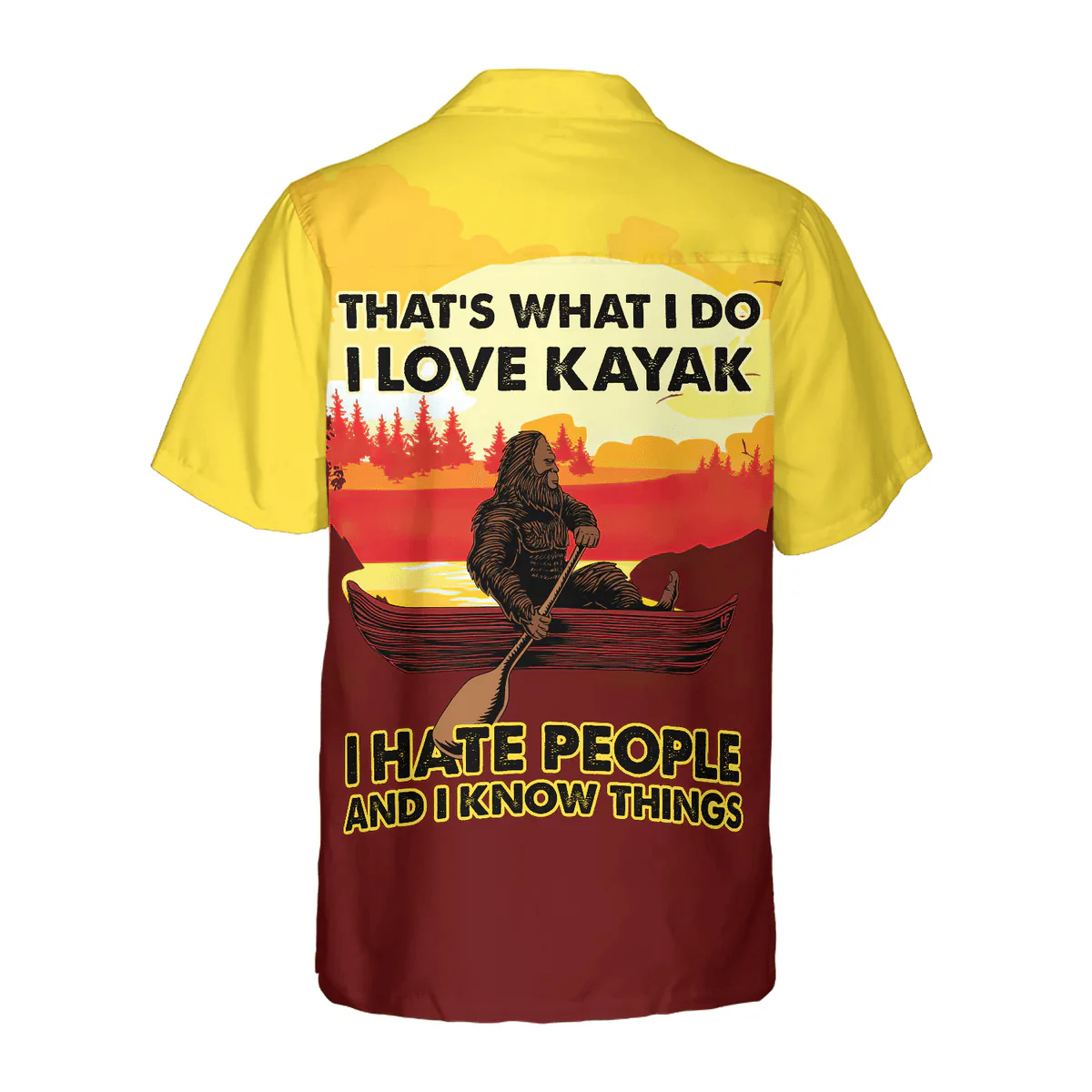 Bigfoot Hawaiian Shirt - Bigfoot Darryl Love Kayak & Hate People Bigfoot Hawaiian Shirt - Perfect Gift For Husband, Boyfriend, Friend, Family - Image 3