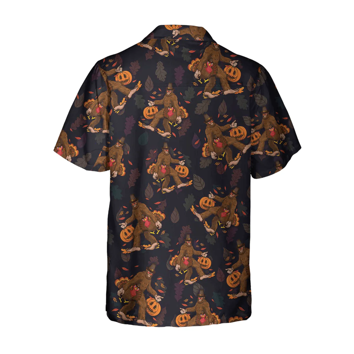 Bigfoot Hawaiian Shirt, Bigfoot Grabbing Turkey And Pumpkin Hawaiian Shirt For Men Hawaiian Shirt - Perfect Gift For Husband, Boyfriend, Friend, Family - Image 4