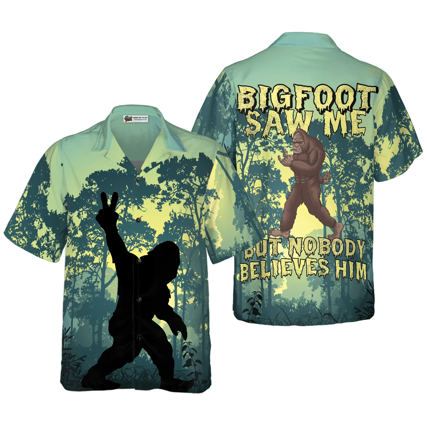 Bigfoot Hawaiian Shirt, Bigfoot Saw Me, Colorful Summer Aloha Shirt For Men Women, Perfect Gift For Friend, Family, Husband, Wife