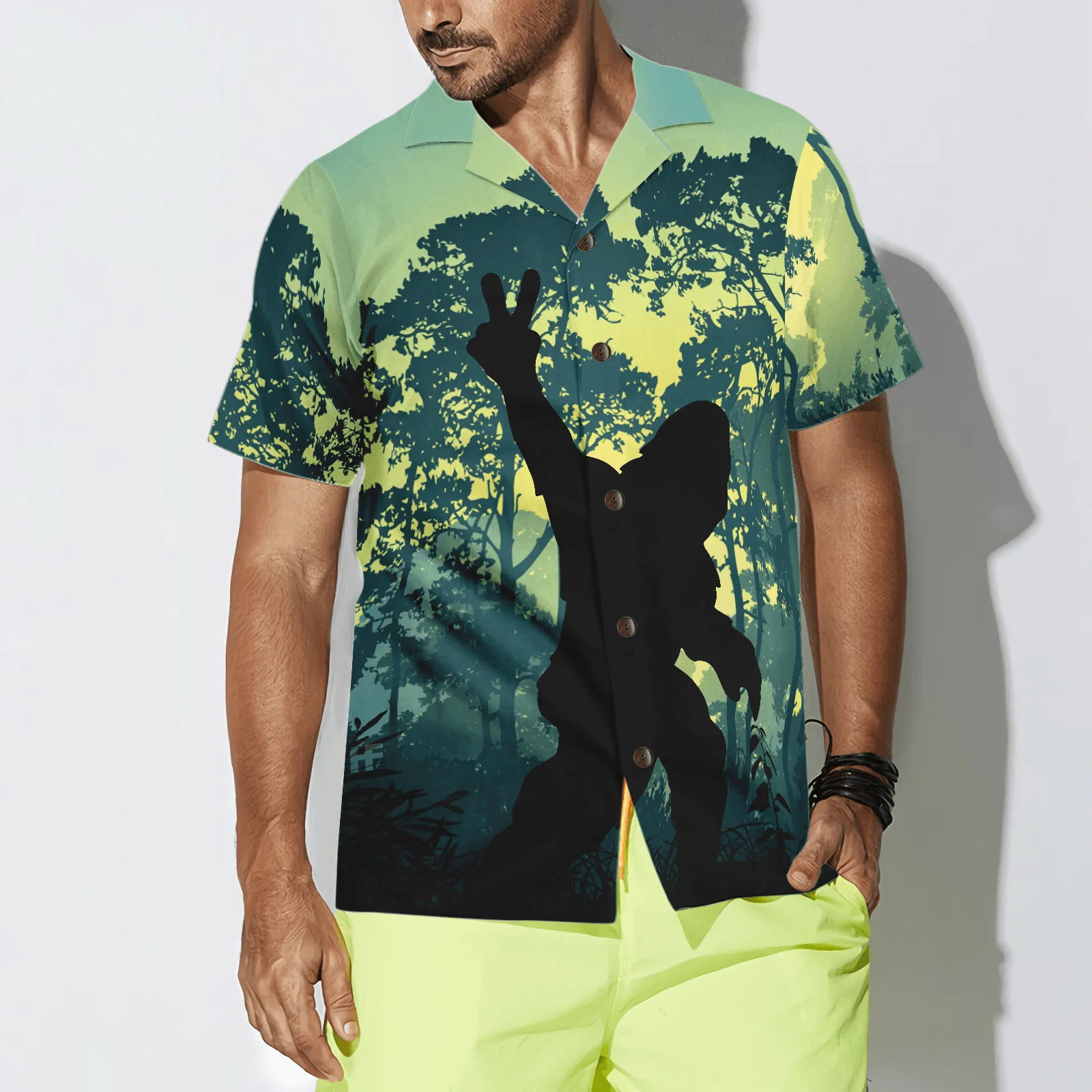 Bigfoot Hawaiian Shirt, Bigfoot Saw Me, Colorful Summer Aloha Shirt For Men Women, Perfect Gift For Friend, Family, Husband, Wife - Image 4
