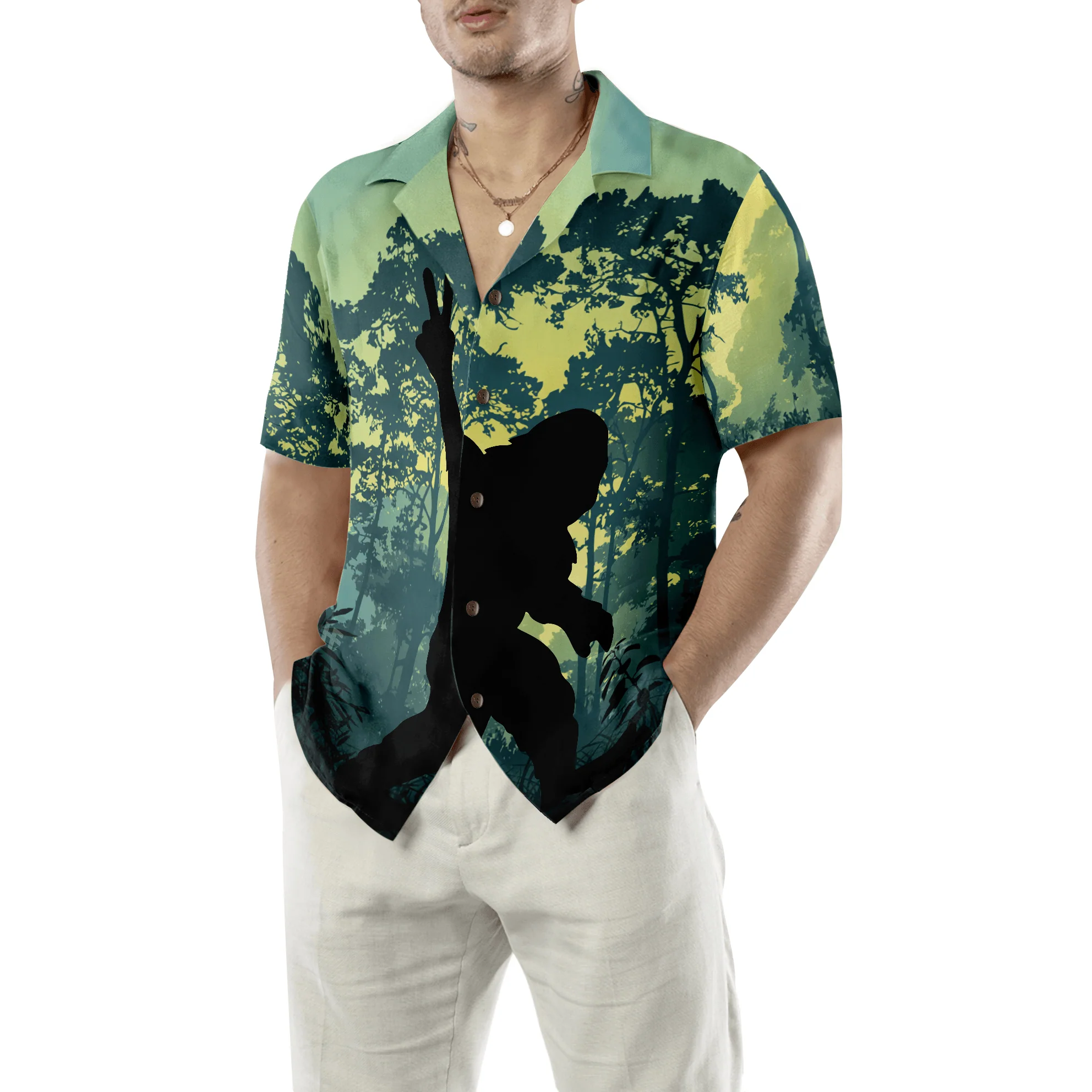 Bigfoot Hawaiian Shirt, Bigfoot Saw Me, Colorful Summer Aloha Shirt For Men Women, Perfect Gift For Friend, Family, Husband, Wife - Image 5