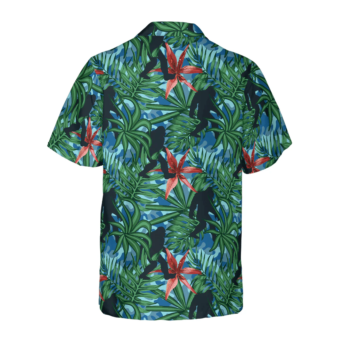 Bigfoot Hawaiian Shirt, Bigfoot Silhouette Walking Hawaiian Shirt, Tropical Forest Floral Bigfoot Shirt For Men Hawaiian Shirt - Perfect Gift For Husband, Boyfriend, Friend, Family - Image 5