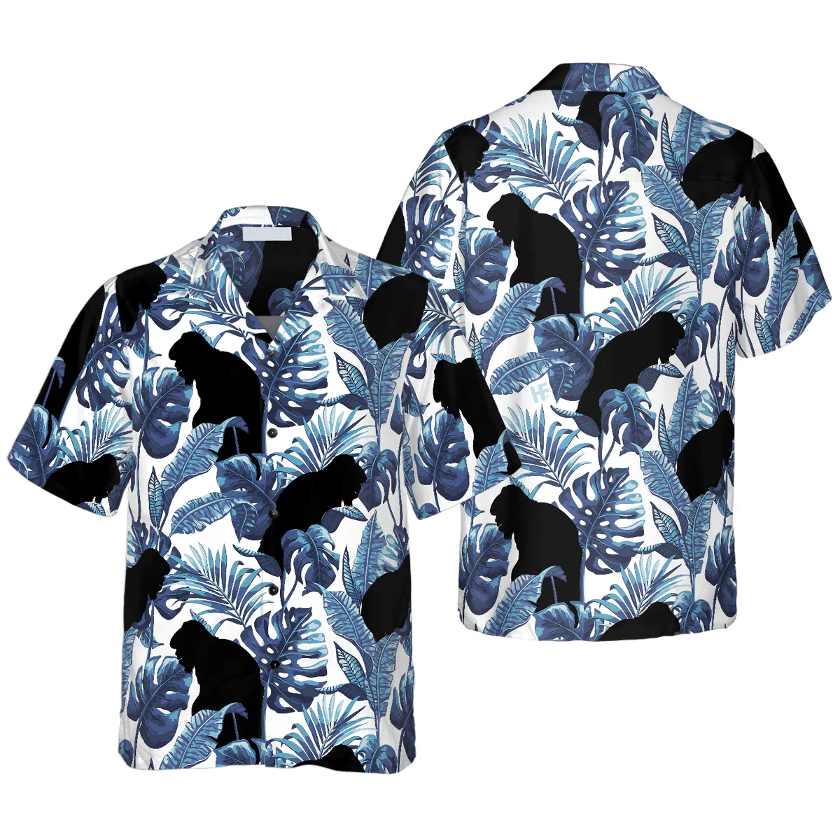 Bigfoot Hawaiian Shirt - Bigfoot & The Blue Leaves Tropical Floral Bigfoot Hawaiian Shirt - Perfect Gift For Husband, Boyfriend, Friend, Family