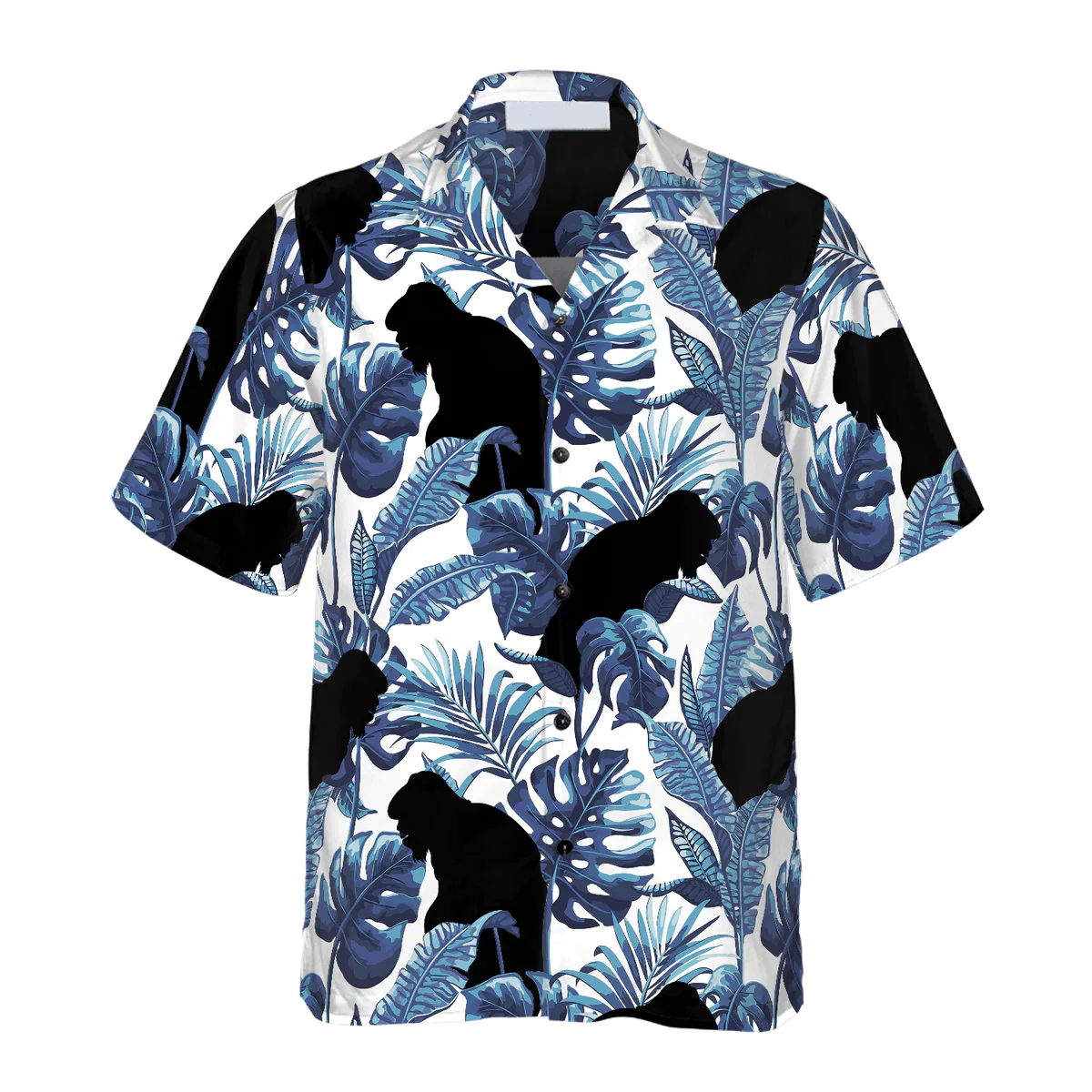 Bigfoot Hawaiian Shirt - Bigfoot & The Blue Leaves Tropical Floral Bigfoot Hawaiian Shirt - Perfect Gift For Husband, Boyfriend, Friend, Family - Image 3