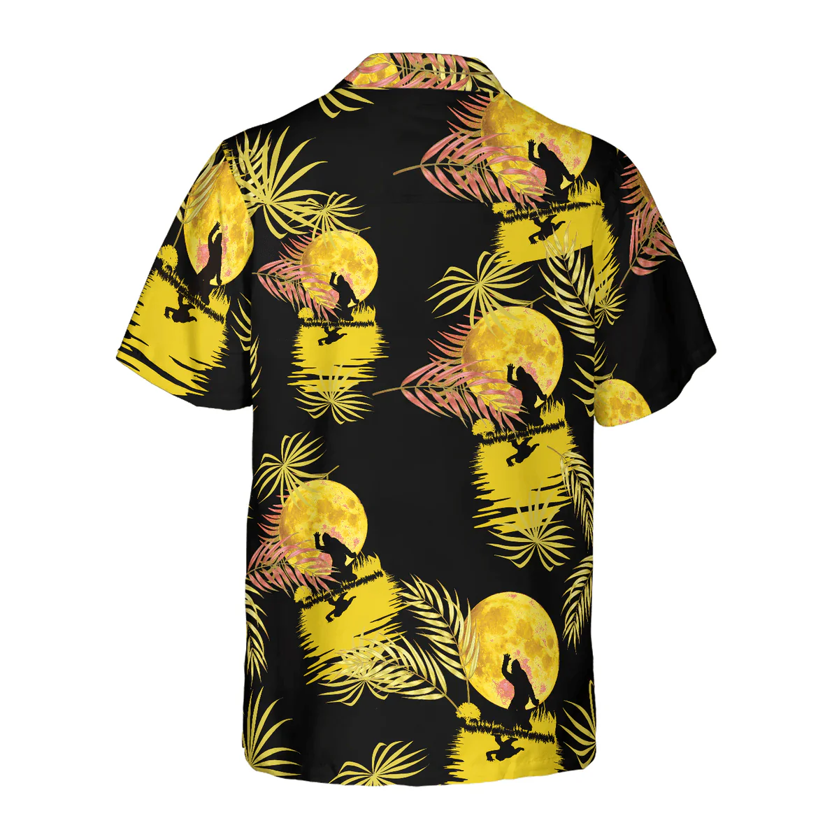 Bigfoot Hawaiian Shirt - Bigfoot Tropical Yellow Moon Bigfoot Hawaiian Shirt, Moonlight Bigfoot Hawaiian Shirt - Perfect Gift For Husband, Boyfriend, Friend, Family - Image 2