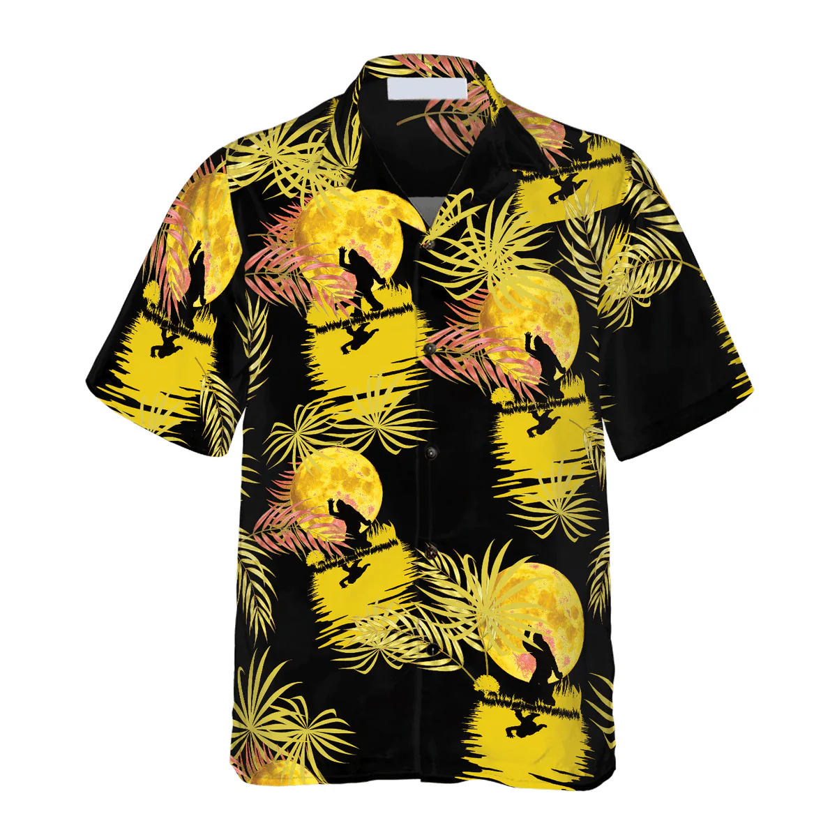 Bigfoot Hawaiian Shirt - Bigfoot Tropical Yellow Moon Bigfoot Hawaiian Shirt, Moonlight Bigfoot Hawaiian Shirt - Perfect Gift For Husband, Boyfriend, Friend, Family - Image 3