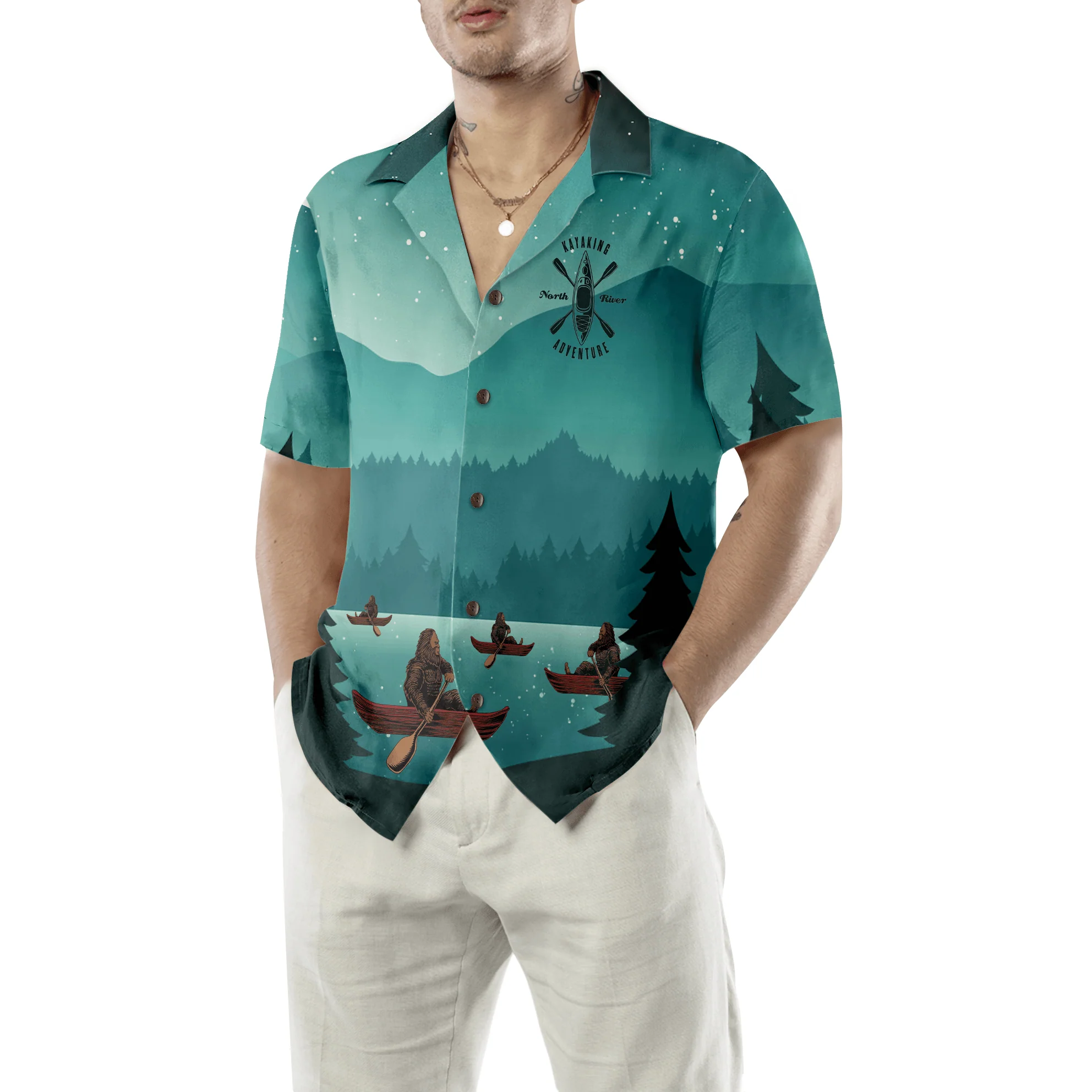 Bigfoot Hawaiian Shirt, Darryl Love Kayak & Hate People, Colorful Summer Aloha Shirt For Men Women, Perfect Gift For Friend, Family, Husband, Wife - Image 2