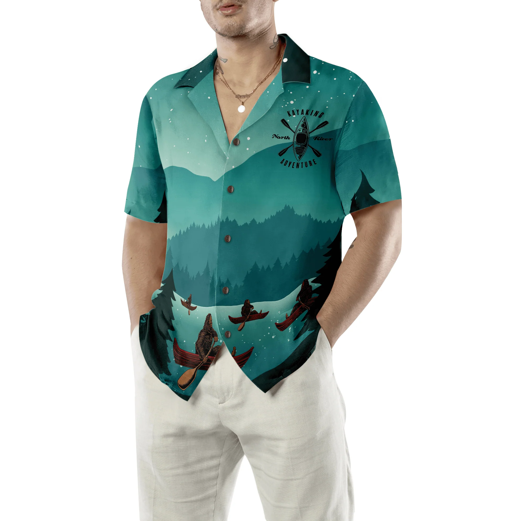 Bigfoot Hawaiian Shirt, Darryl Love Kayak & Hate People, Colorful Summer Aloha Shirt For Men Women, Perfect Gift For Friend, Family, Husband, Wife - Image 6