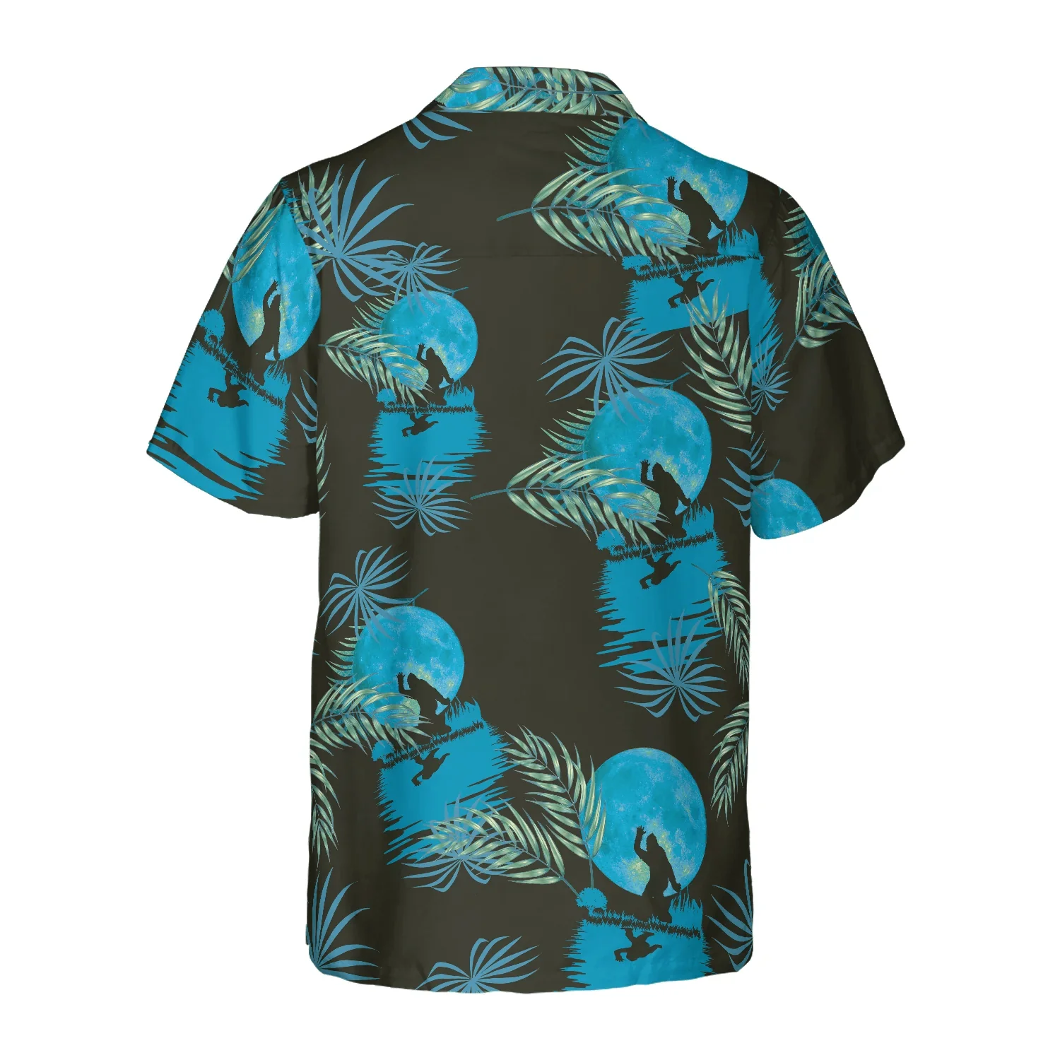 Bigfoot Hawaiian Shirt - Tropical Blue Moon Bigfoot Hawaiian Shirt, Black And Blue Moonlight Hawaiian Shirt - Perfect Gift For Husband, Boyfriend, Friend, Family - Image 2