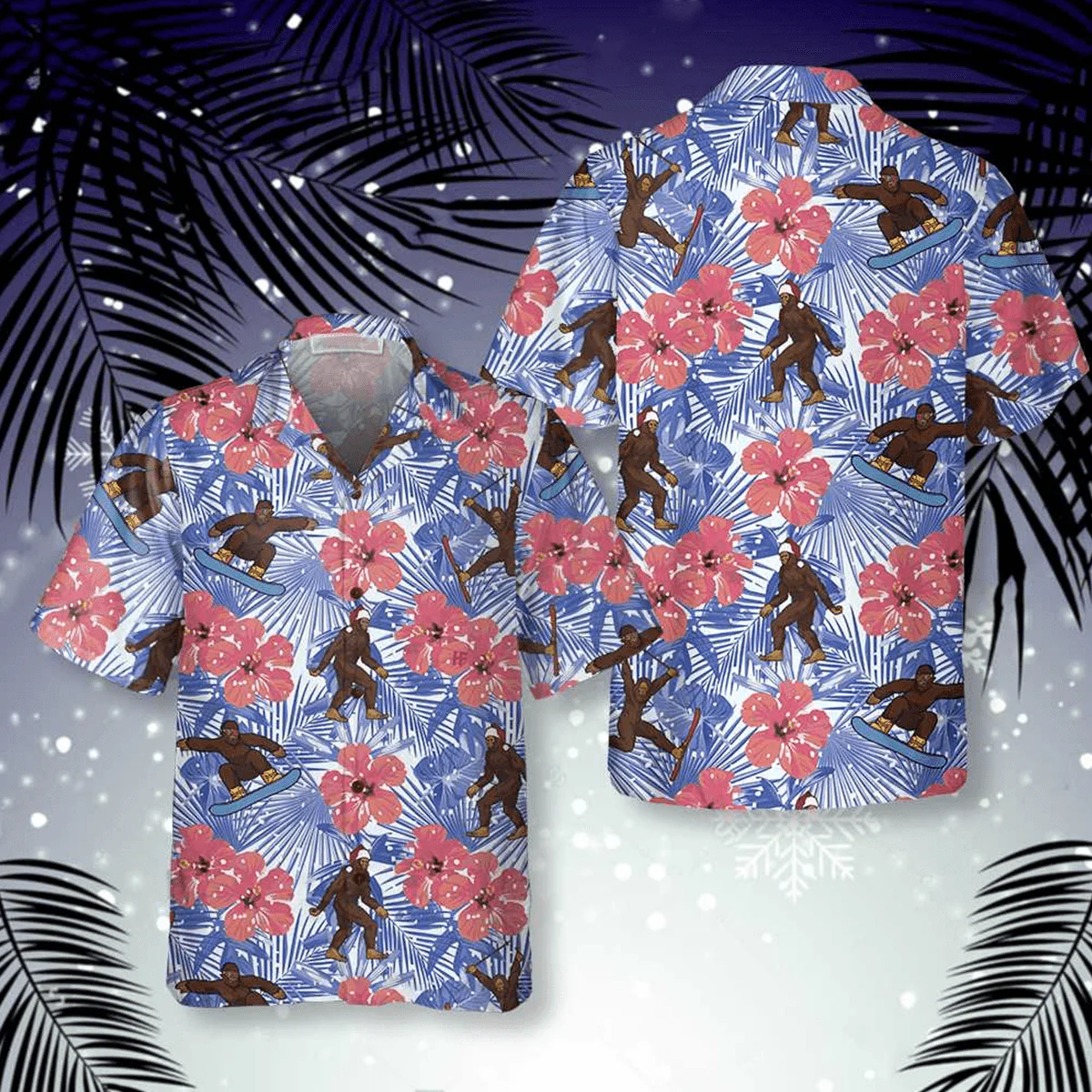Bigfoot Hawaiian Shirt - Tropical Christmas Bigfoot Hawaiian Shirt, Gift For Christmas Hawaiian Shirt - Perfect Gift For Husband, Boyfriend, Friend, Family