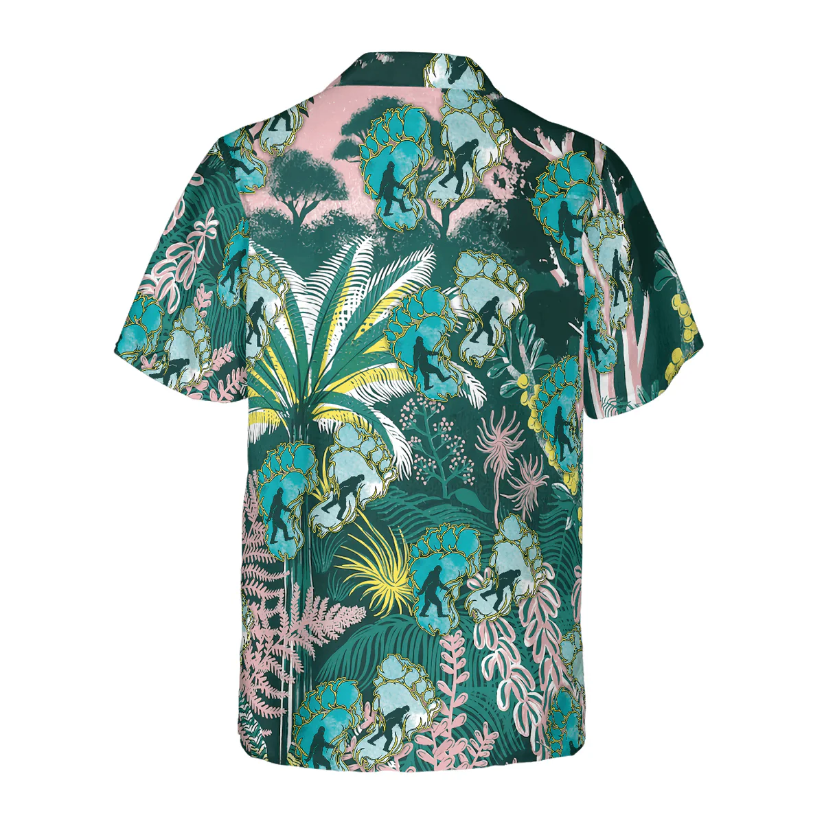 Bigfoot Hawaiian Shirt - Tropical Forest Bigfoot Hawaiian Shirt, Tropical Floral And Leaves Bigfoot - Perfect Gift For Husband, Boyfriend, Friend, Family - Image 2