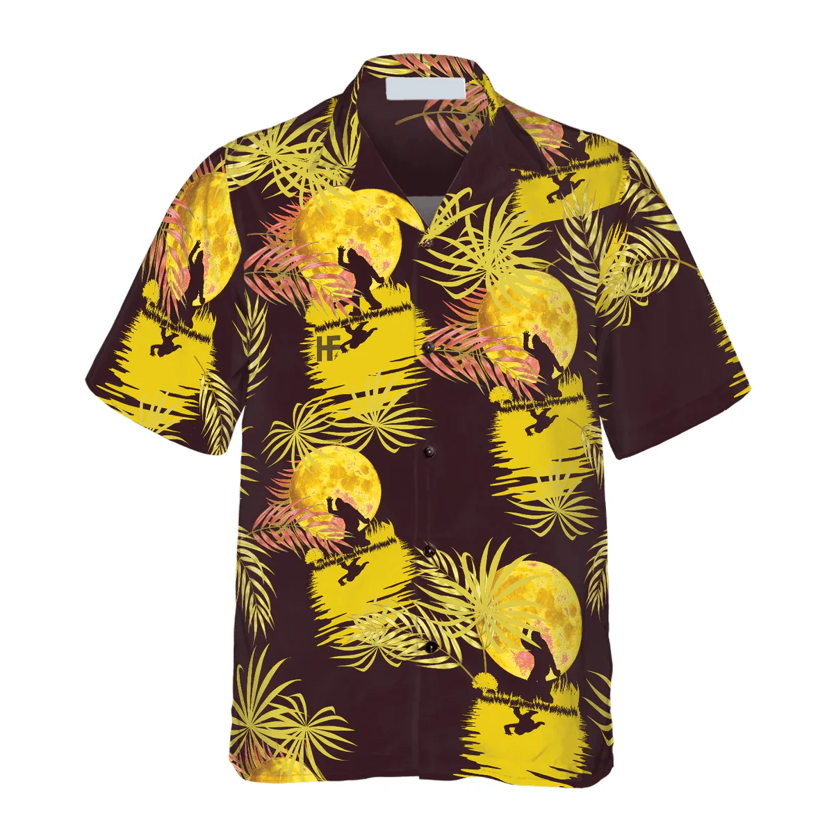 Bigfoot Hawaiian Shirt - Tropical Yellow Moon Bigfoot Hawaiian Shirt, Dancing In The Moonlight Bigfoot Hawaiian Shirt - Perfect Gift For Husband, Boyfriend, Friend, Family - Image 3