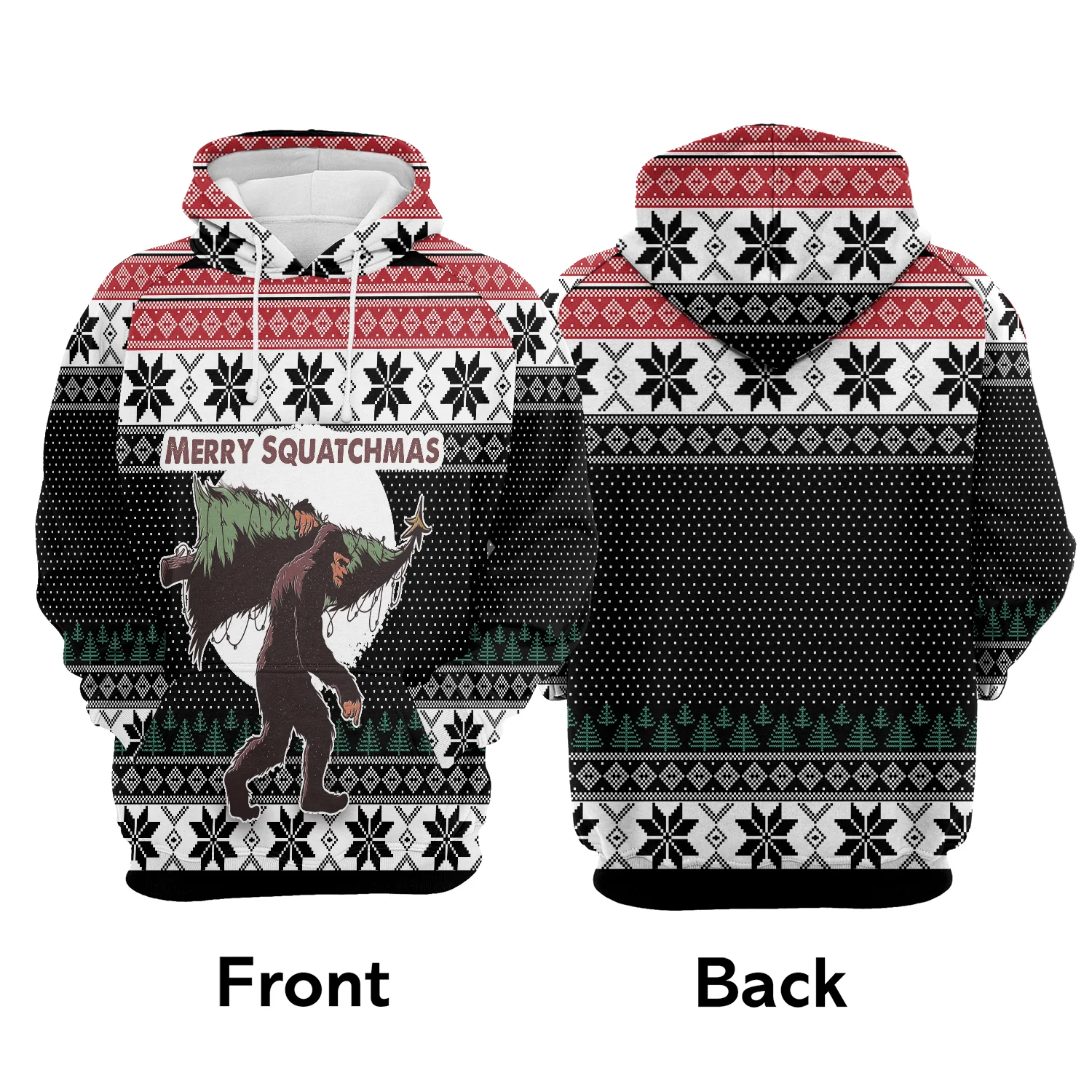 Bigfoot Print Pullover Premium Hoodie Merry Squatchmas, Perfect Outfit For Men And Women On Christmas New Year Autumn Winter - Image 2