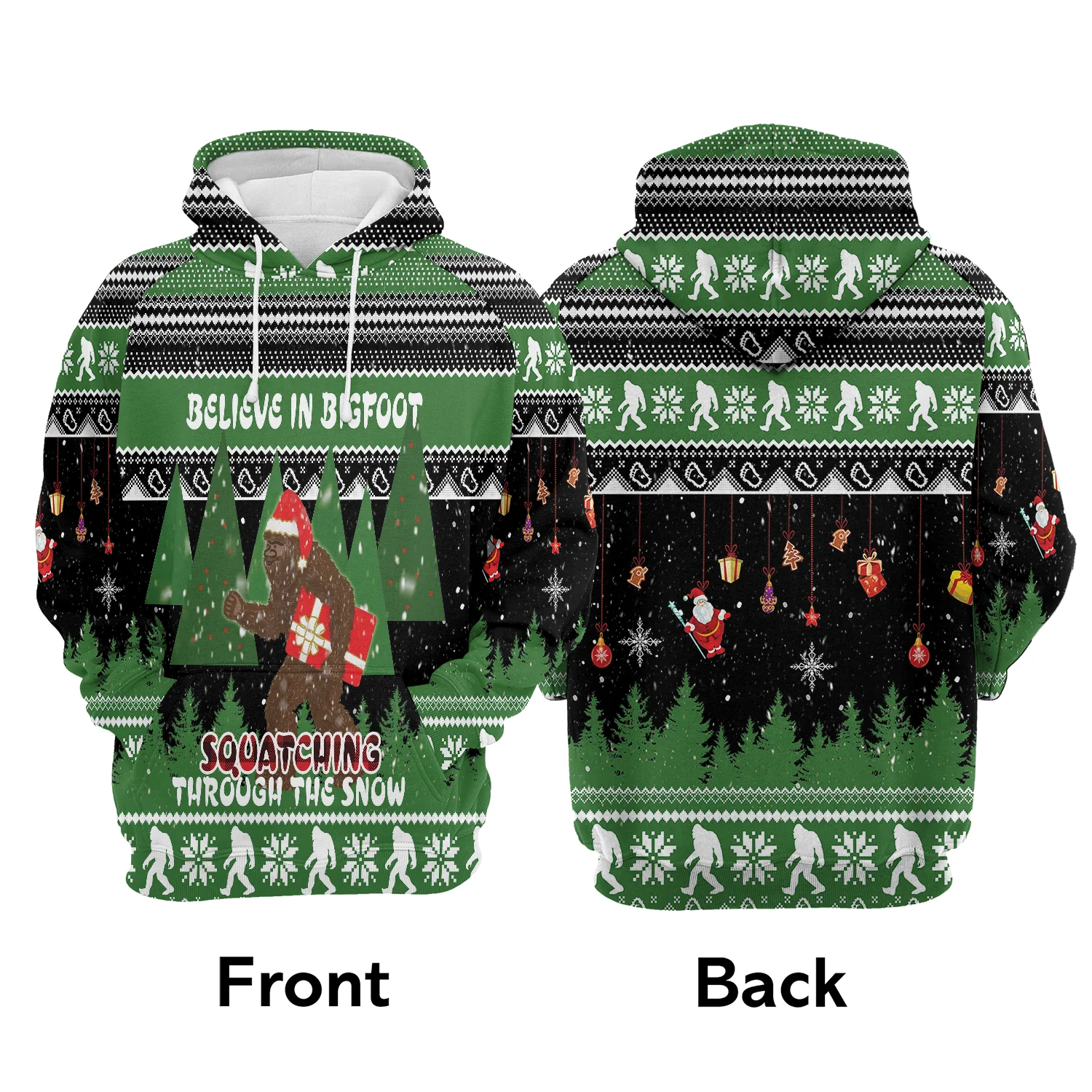 Bigfoot Santa Hat Pullover Premium Hoodie Beleive In Bigfoot, Perfect Outfit For Men And Women On Christmas New Year Autumn Winter - Image 2