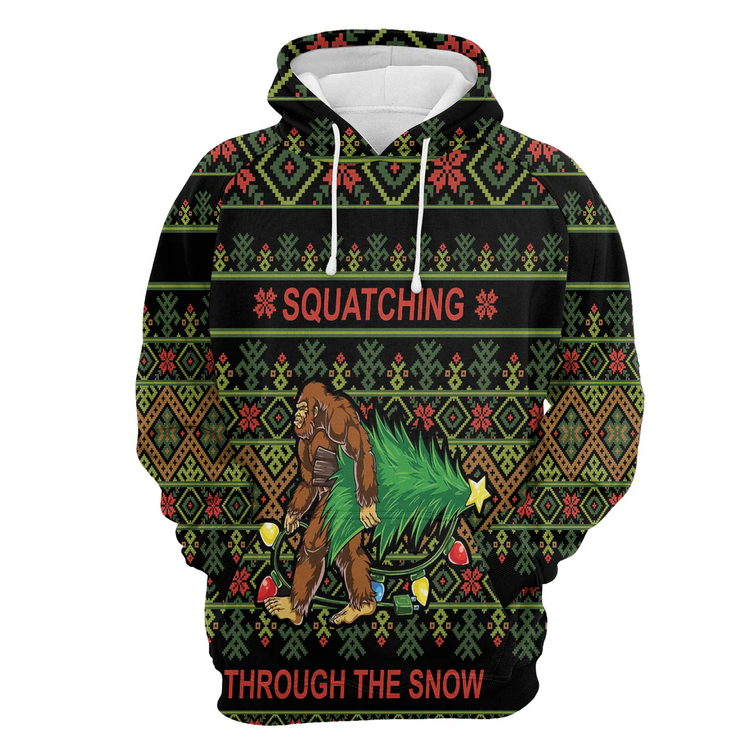 Bigfoot Xmas Premium Christmas Hoodie, Bigfoot Squatching Through The Snow Unisex Hoodie For Men & Women - Perfect Gift For Christmas, Bigfoot Lovers - Image 3