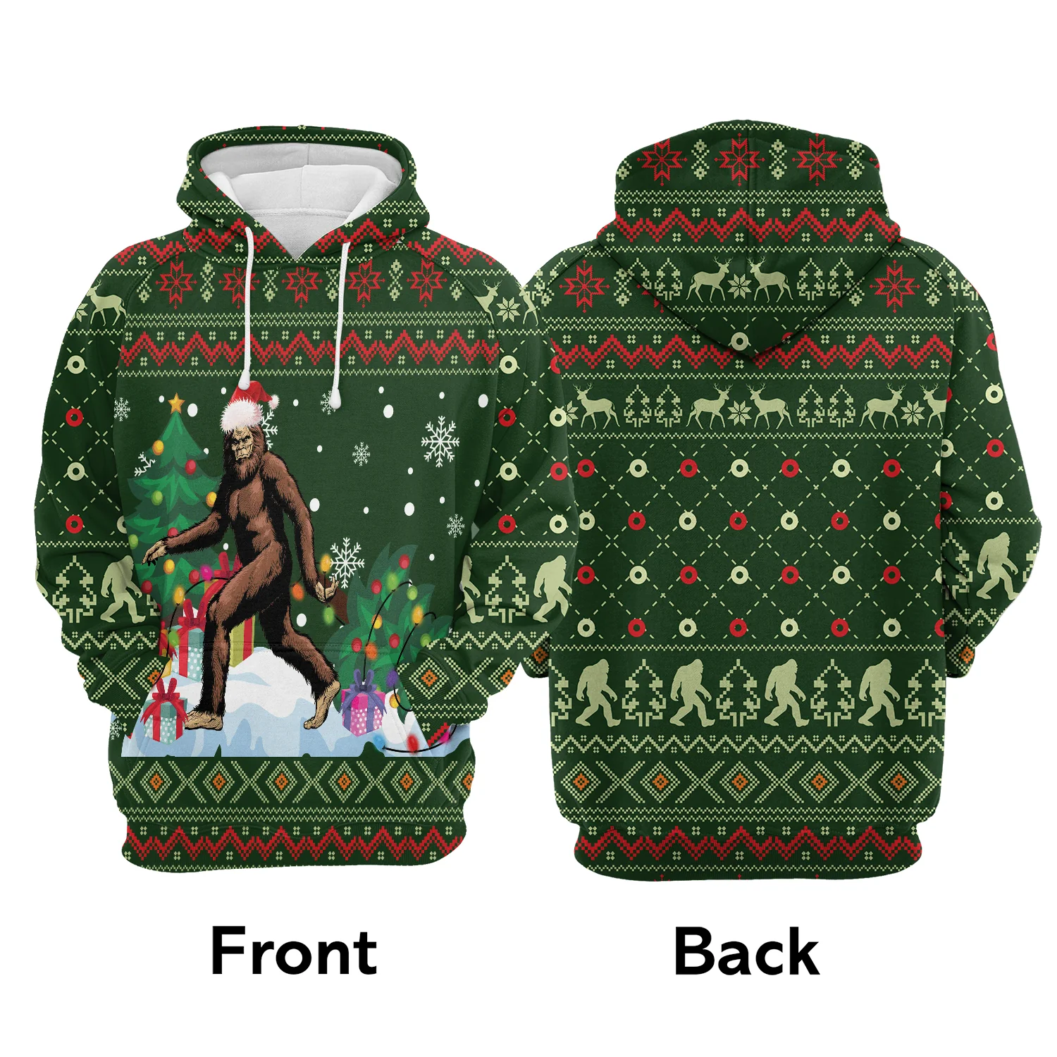 Bigfoot Xmas Premium Christmas Hoodie, Christmas Tree Unisex Hoodie For Men & Women - Perfect Gift For Christmas, Friends, Family - Image 3