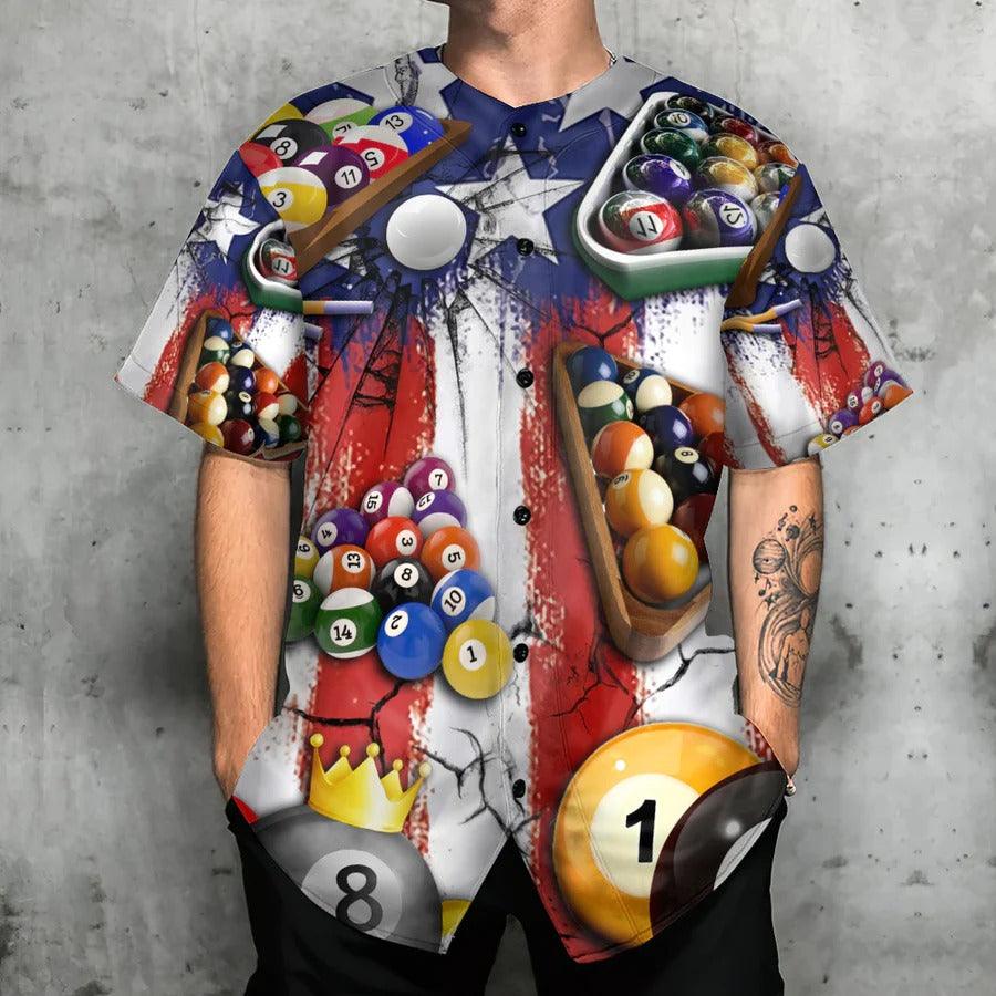 Billiard Baseball Jersey, Billiard Independence Day American Flag Baseball Jersey For Men And Women - Perfect Gift For Billiard Lovers - Image 3
