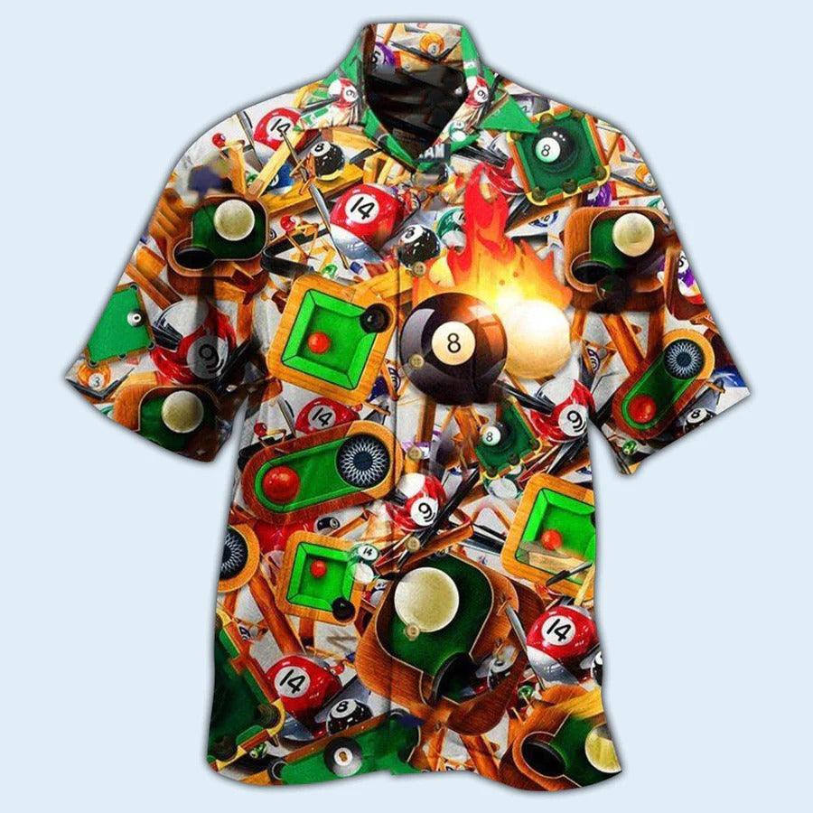 Billiard Hawaiian Shirt, Billiard Make Your Own Luck Aloha Hawaiian Shirt, Billiard Ball Aloha Shirt For Men - Perfect Gift For Billiard Lovers - Image 2