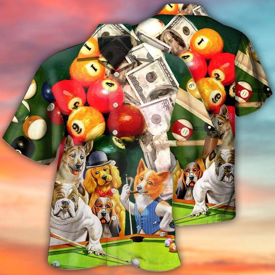 Billiard Hawaiian Shirt, Dogs Billiard Aloha Hawaiian Shirt, Funny Dog Many Money Aloha Shirt For Men - Perfect Gift For Billiard Lovers, Dog Lovers