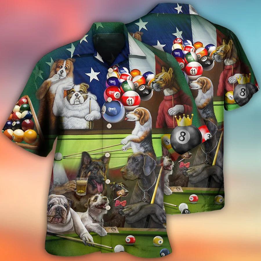 Billiard Hawaiian Shirt, Dogs Billiard Hawaiian Shirt, Play Billiard And Drink Beer Aloha Shirt For Men - Perfect Gift For Billiard Lovers, Dog Lovers