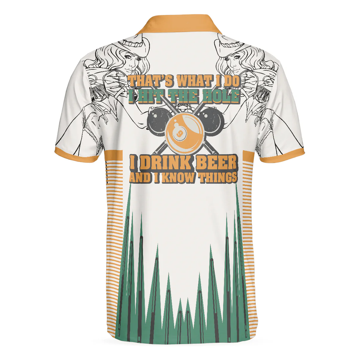 Billiard Polo Shirt, Drink Beer and Play Billiard Polo Shirt, 8-ball Cowgirl Polo Shirt, Best Billiards Shirt For Men - Perfect Gift For Billiard Lovers - Image 3