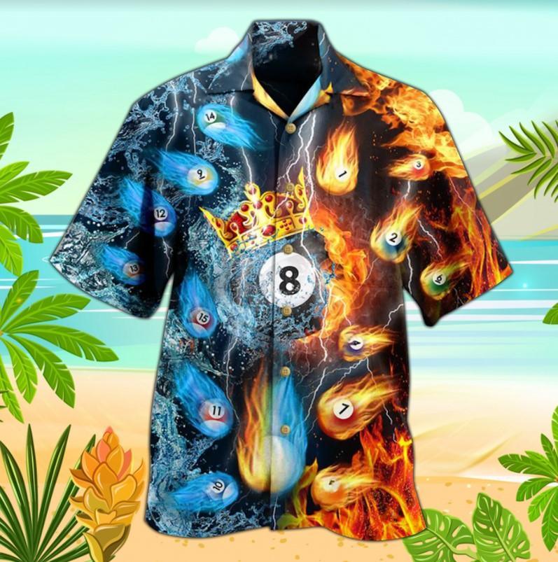 Billiards Aloha Hawaiian Shirts For Summer, Billiard Fire and Water Hawaiian Shirt Outfits For Men Women, Gift For Friend, Billiards Lovers, Team