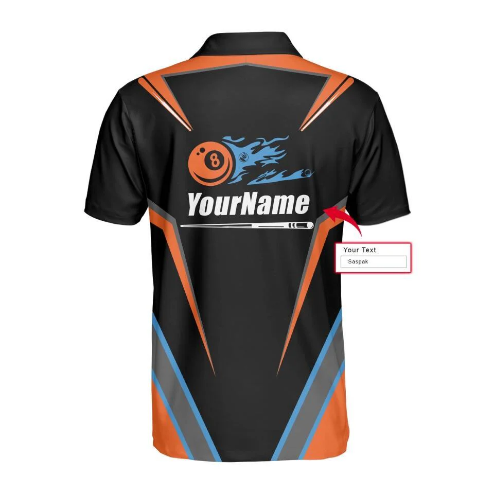 Billiards Custom Shirt, Billiards Personalized Polo Shirt, Billiards Shirt Custom Name and Team, 8 Ball Polo Shirt, Best Billiards Shirt For Men - Image 3