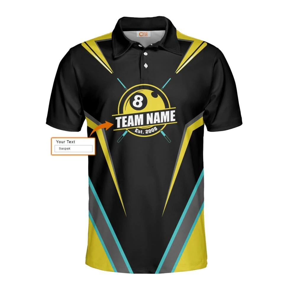 Billiards Custom Shirt, Billiards Personalized Polo Shirt, Billiards Shirt Custom Name and Team, 8 Ball Polo Shirt, Best Billiards Shirt For Men - Image 4