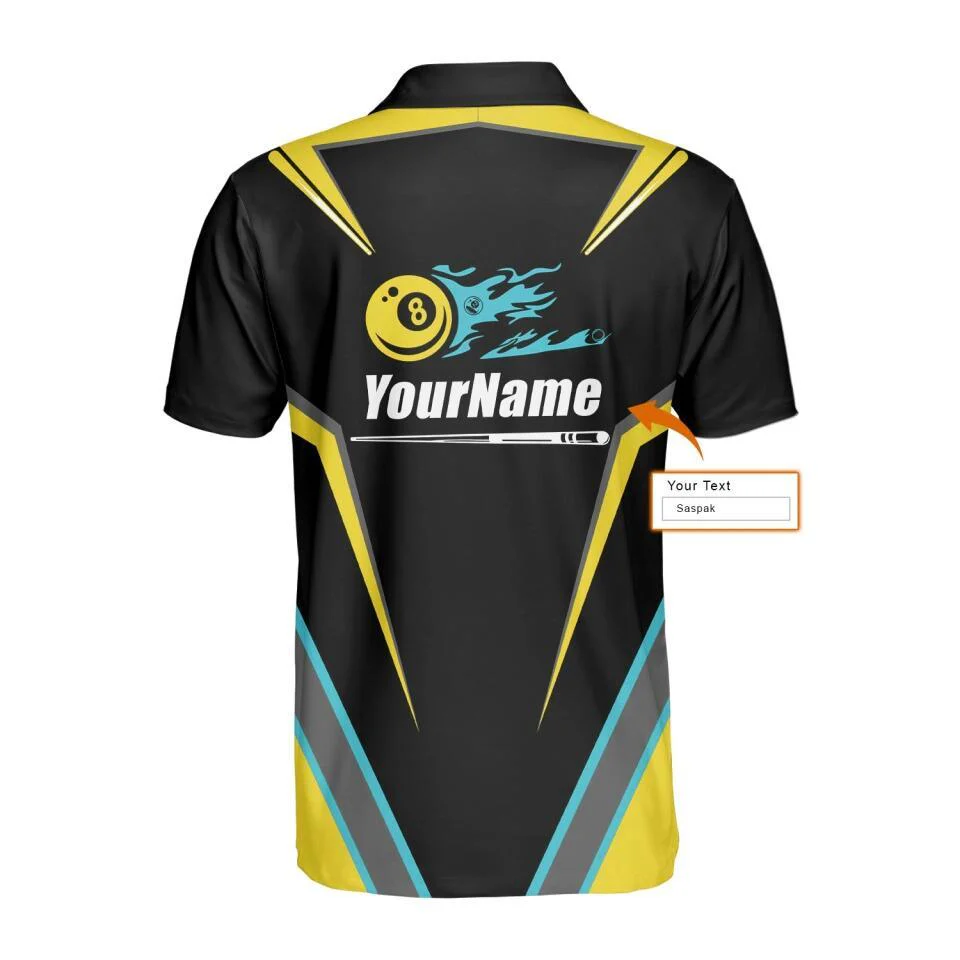 Billiards Custom Shirt, Billiards Personalized Polo Shirt, Billiards Shirt Custom Name and Team, 8 Ball Polo Shirt, Best Billiards Shirt For Men - Image 5