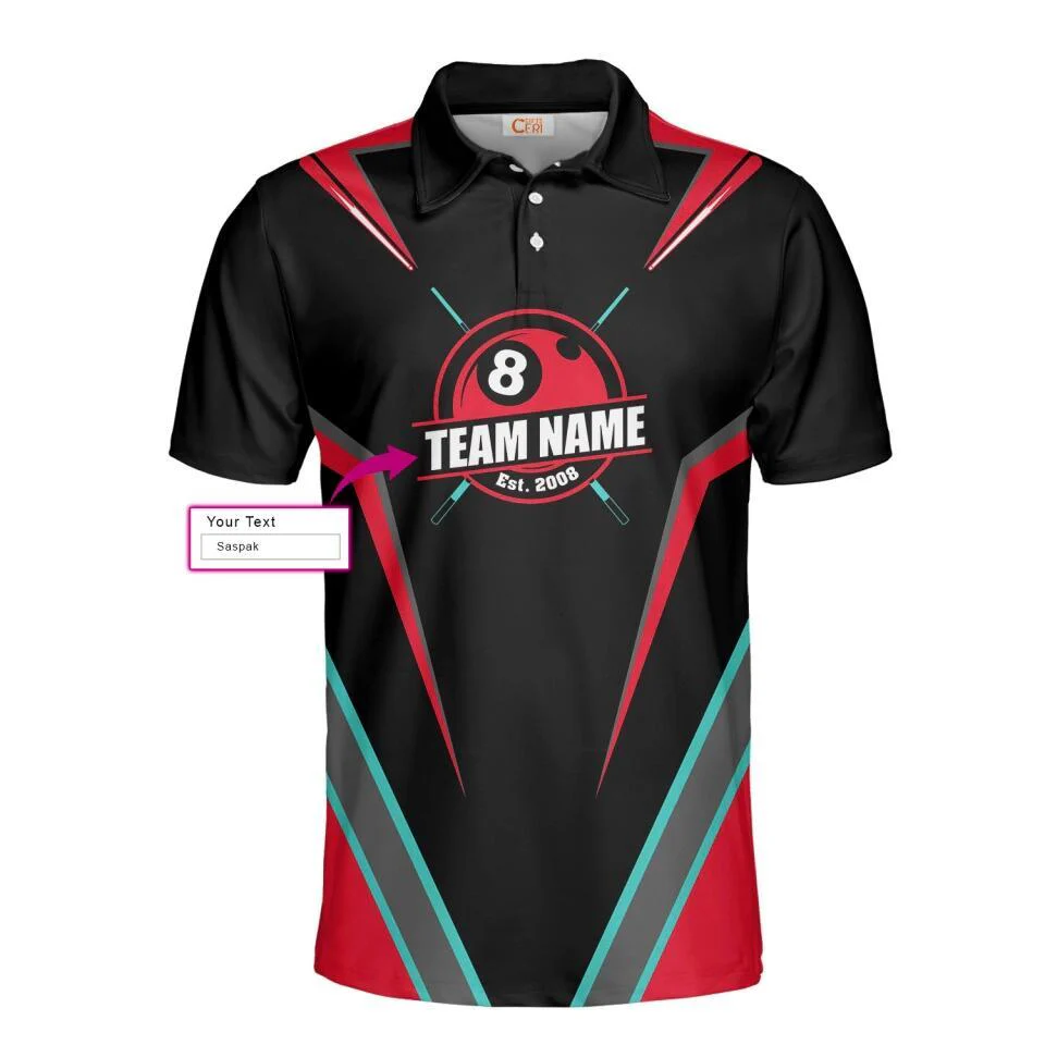 Billiards Custom Shirt, Billiards Personalized Polo Shirt, Billiards Shirt Custom Name and Team, 8 Ball Polo Shirt, Best Billiards Shirt For Men - Image 6
