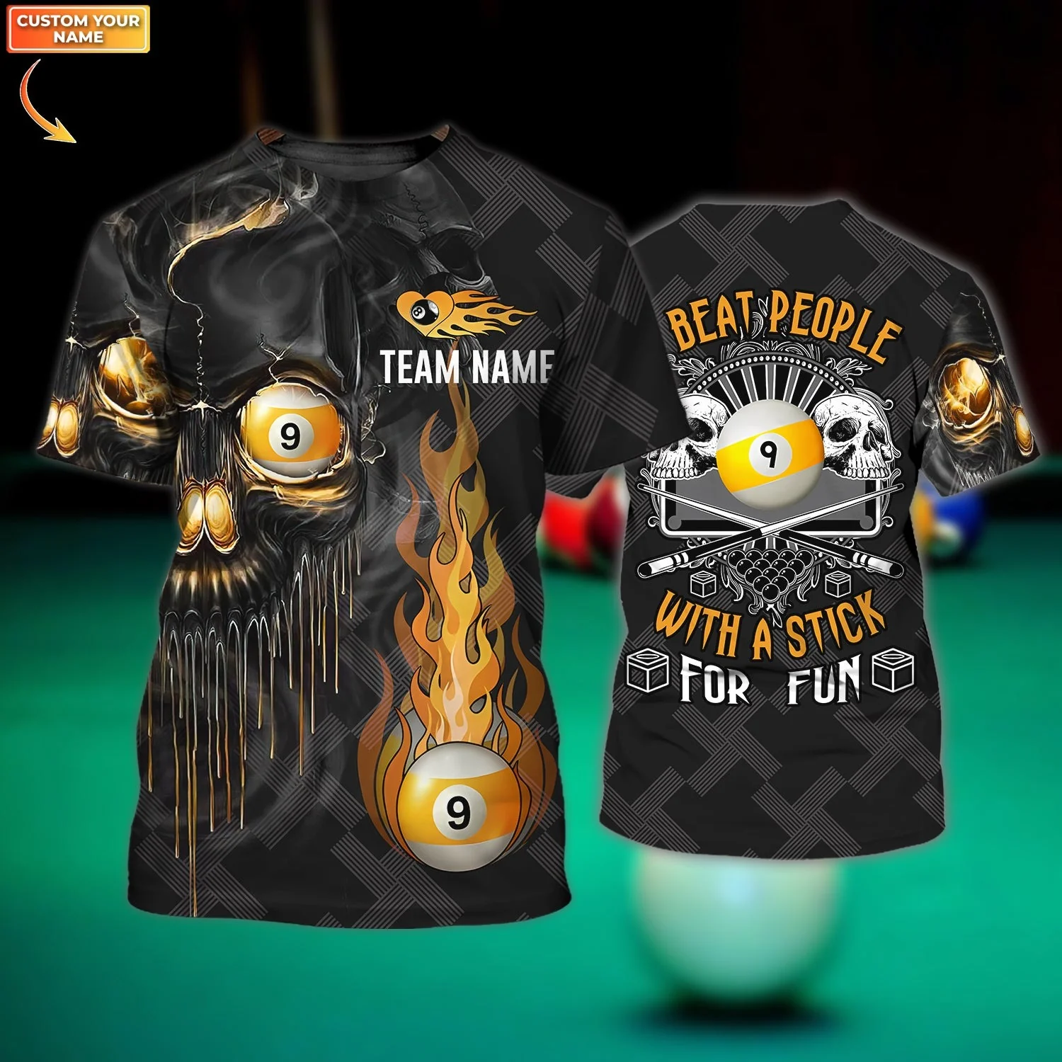 Billiards Custom Hawaiian Shirt - I Beat People With A Stick Billiards 9 Balls Personalized Billiards Hawaiian Shirt - Image 3