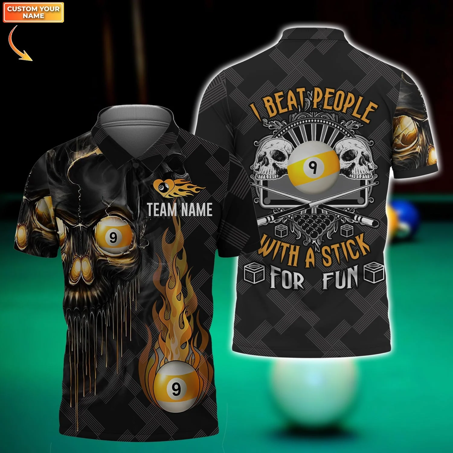Billiards Custom Hawaiian Shirt - I Beat People With A Stick Billiards 9 Balls Personalized Billiards Hawaiian Shirt - Image 2