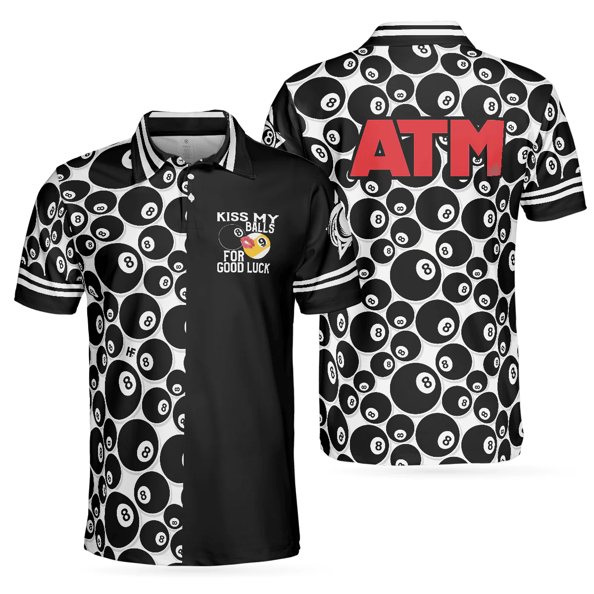 Billiards Men Polo Shirt, 8 Ball Pattern ATM Polo Shirt, Kid My Balls For Good Luck Men Polo Shirt, Best Gift For Billiards Lovers - Image 2