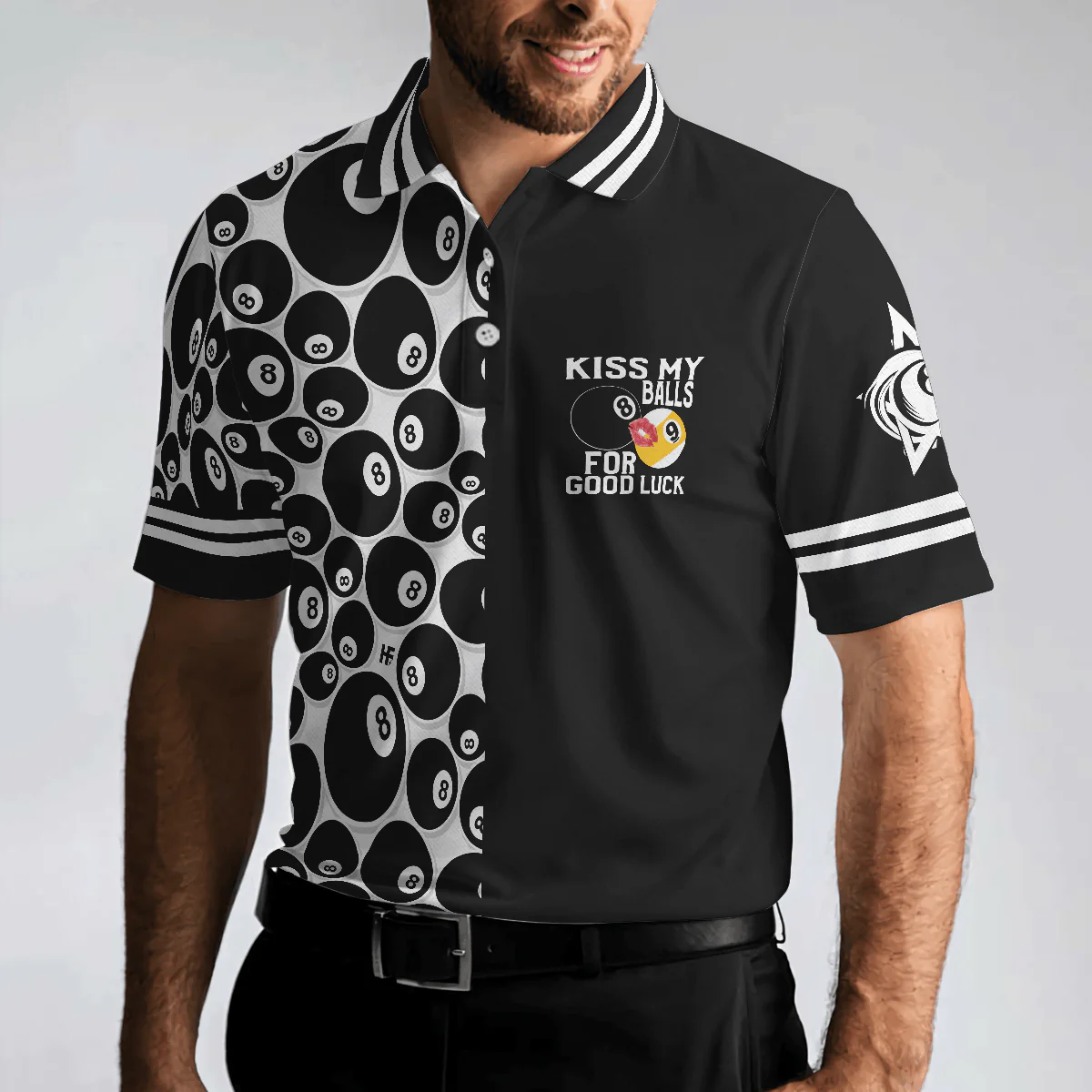 Billiards Men Polo Shirt, 8 Ball Pattern ATM Polo Shirt, Kid My Balls For Good Luck Men Polo Shirt, Best Gift For Billiards Lovers - Image 5