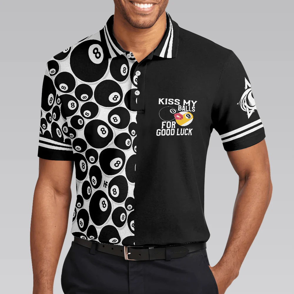 Billiards Men Polo Shirt, 8 Ball Pattern ATM Polo Shirt, Kid My Balls For Good Luck Men Polo Shirt, Best Gift For Billiards Lovers - Image 6