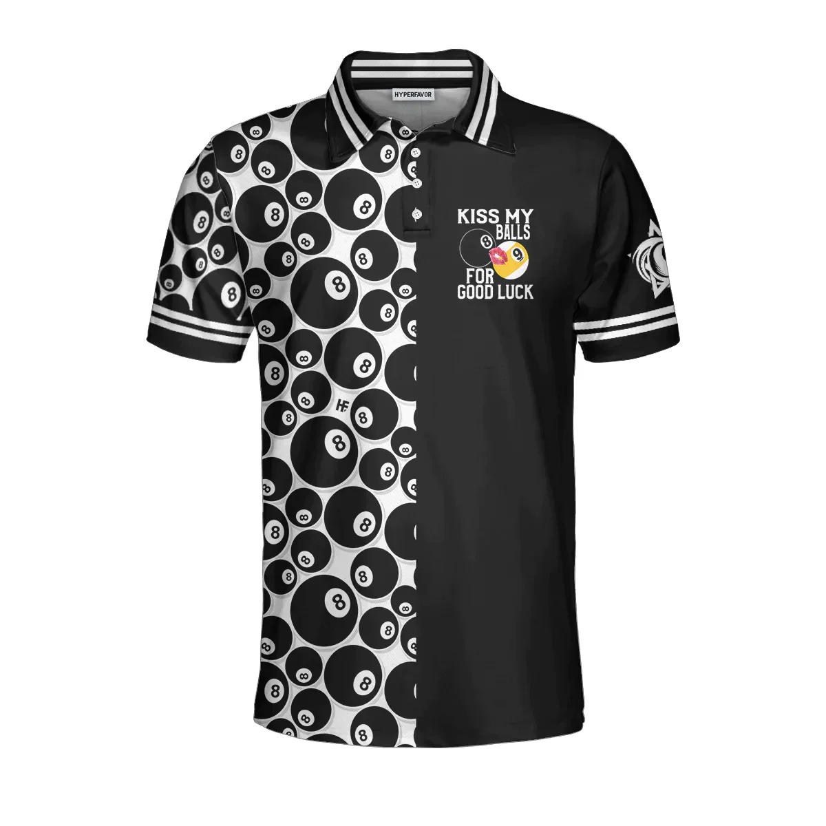 Billiards Men Polo Shirt, 8 Ball Pool Billiards Polo Shirts, Kiss My Balls For Good Luck Polo Shirt, Gift For Billiard Players, Billiards Lovers - Image 3
