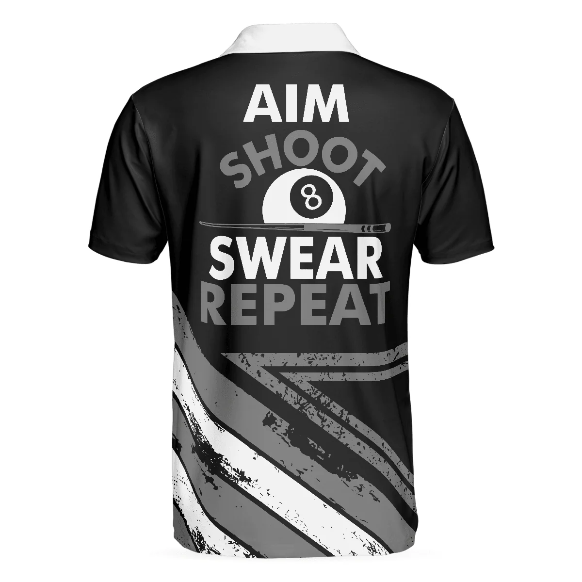 Billiards Men Polo Shirt, Aim Shoot Swear Repeat, American Flag Pattern Billiards Polo Shirt For Men - Gift For Billiards Lovers, Billiards Players - Image 3